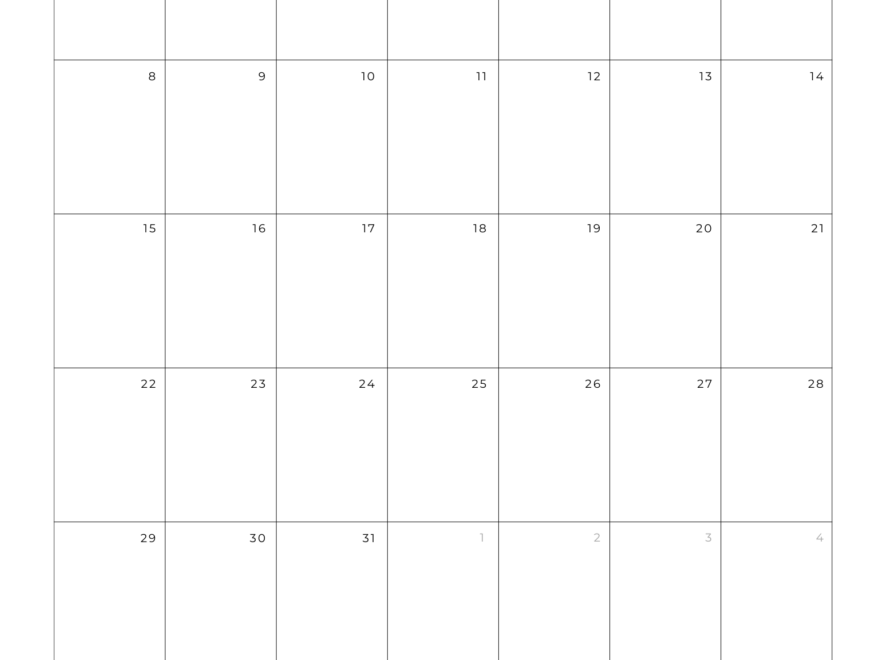 Free 2025 Calendar Printable Blank Portrait Templates