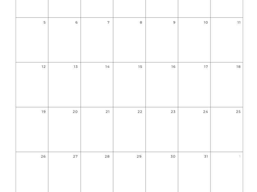 Free 2025 Calendar Printable Blank Portrait Templates