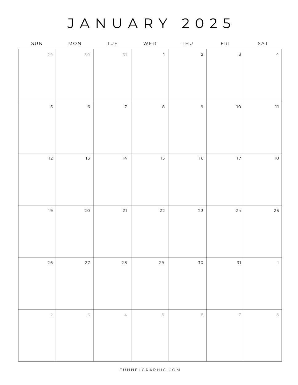 Free 2025 Calendar Printable Blank Portrait Templates