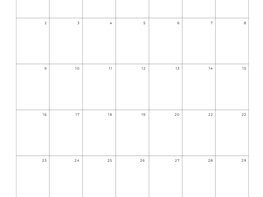 Free 2025 Calendar Printable Blank Portrait Templates