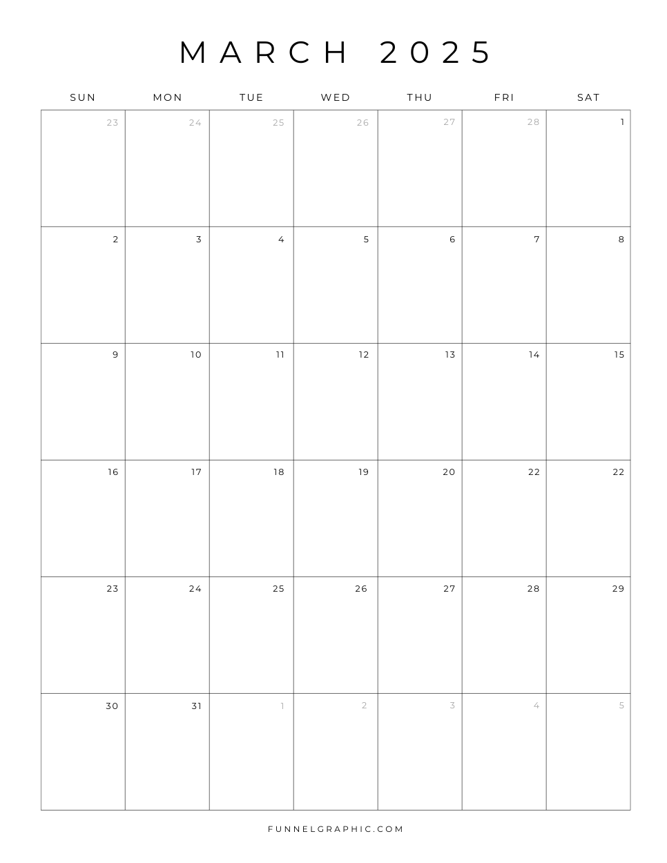 Free 2025 Calendar Printable Blank Portrait Templates