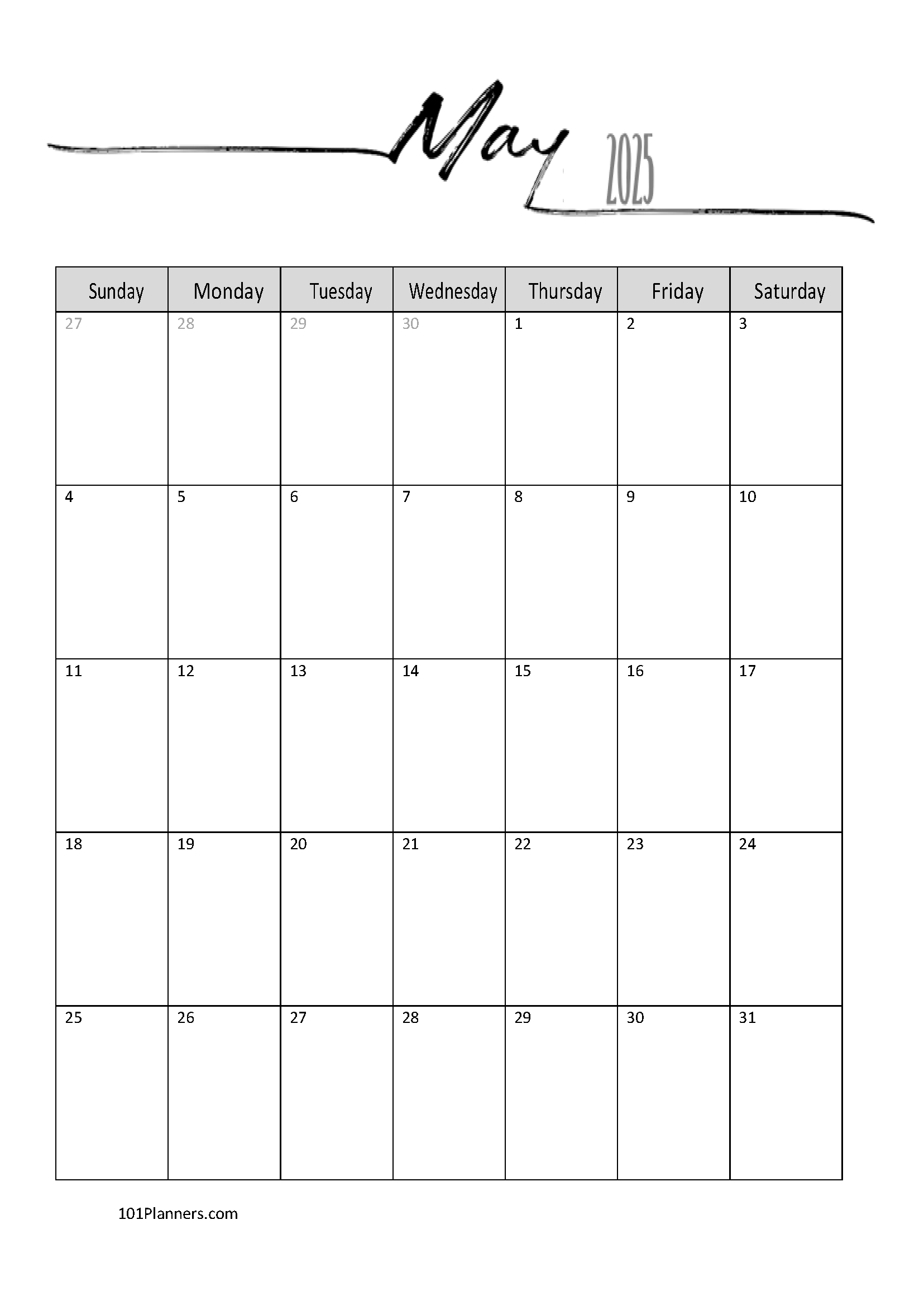 FREE 2025 Calendar Template Word Instant Download