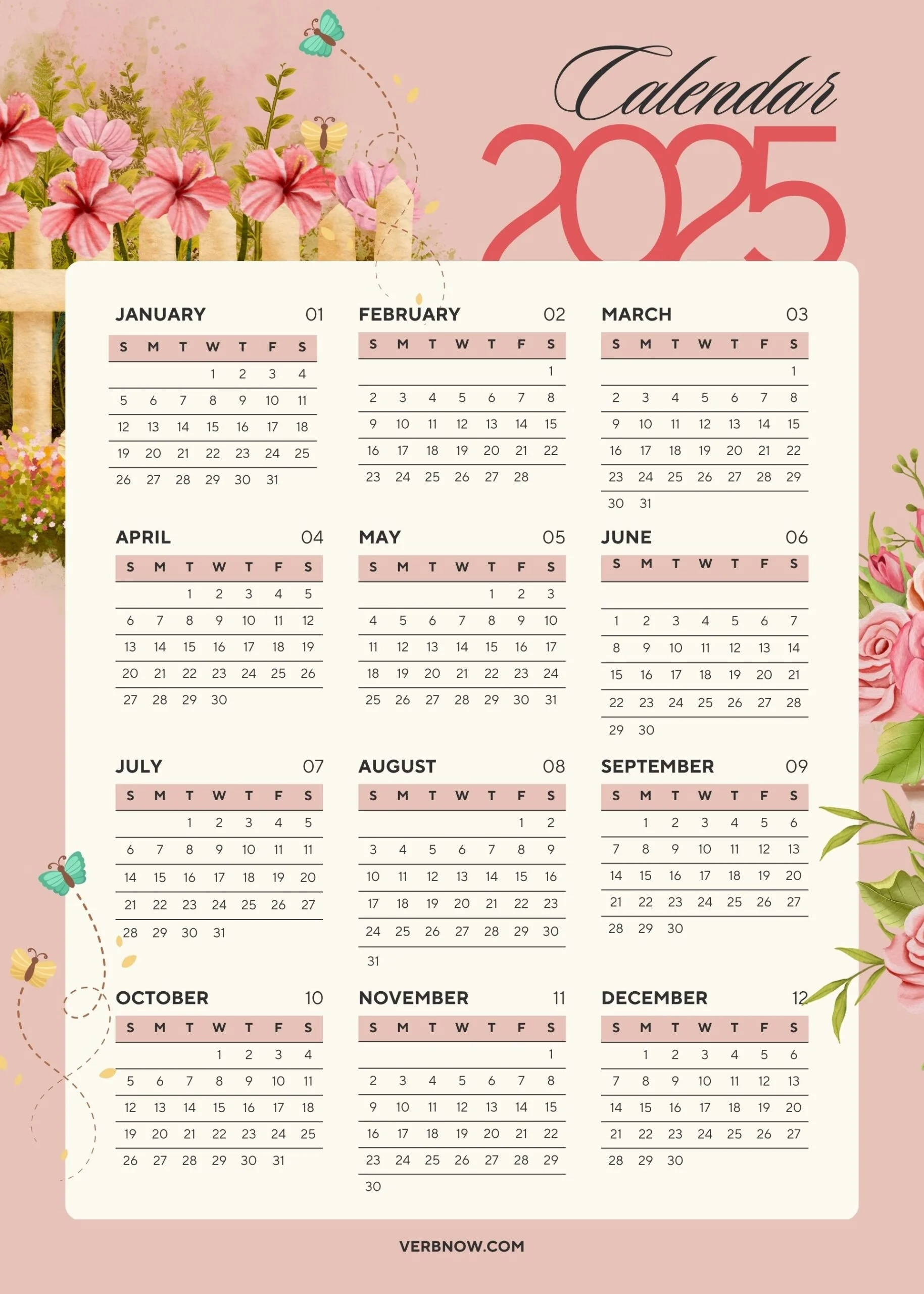 Free 2025 Year Calendar Templates Printable PDF And Customizable