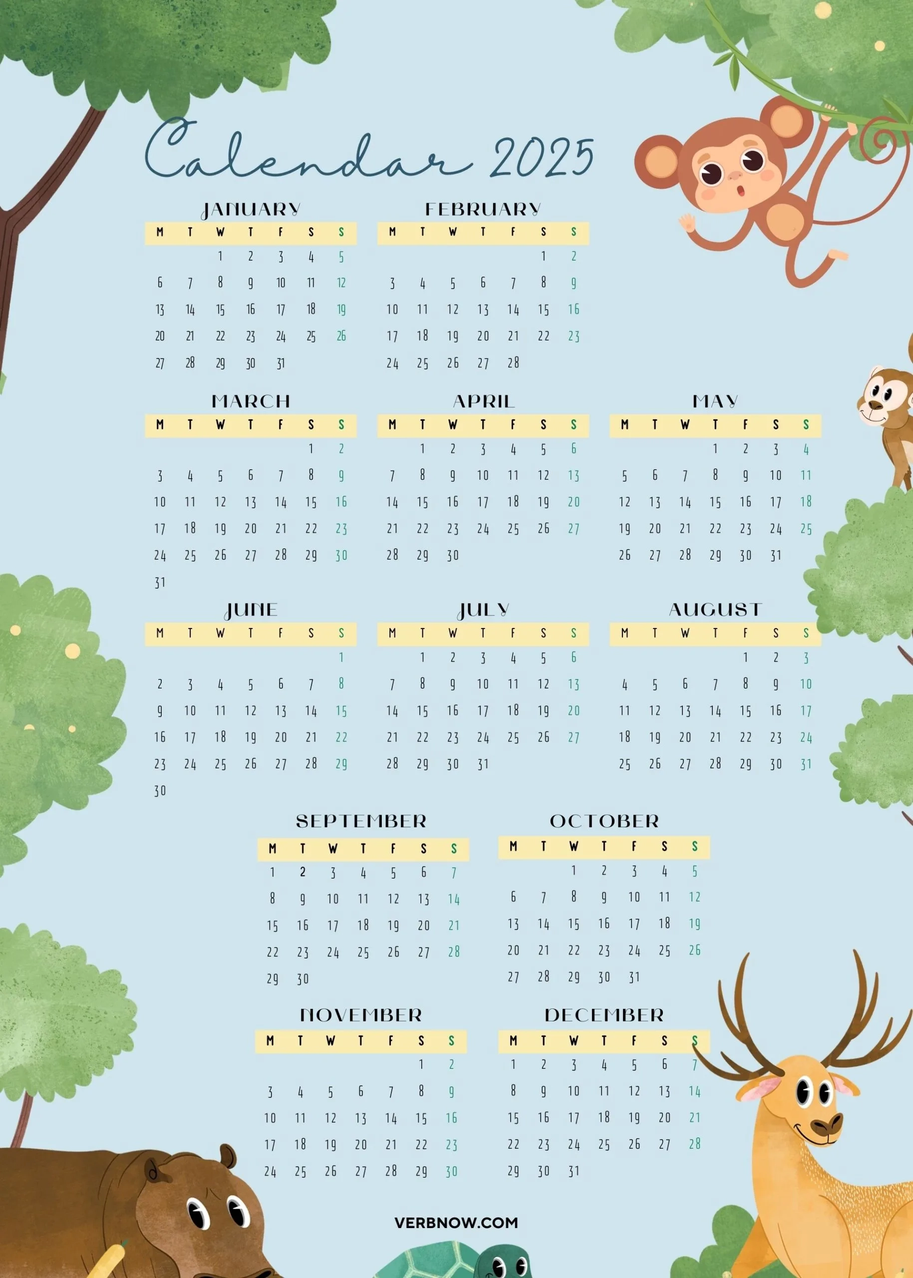Free 2025 Year Calendar Templates Printable PDF And Customizable
