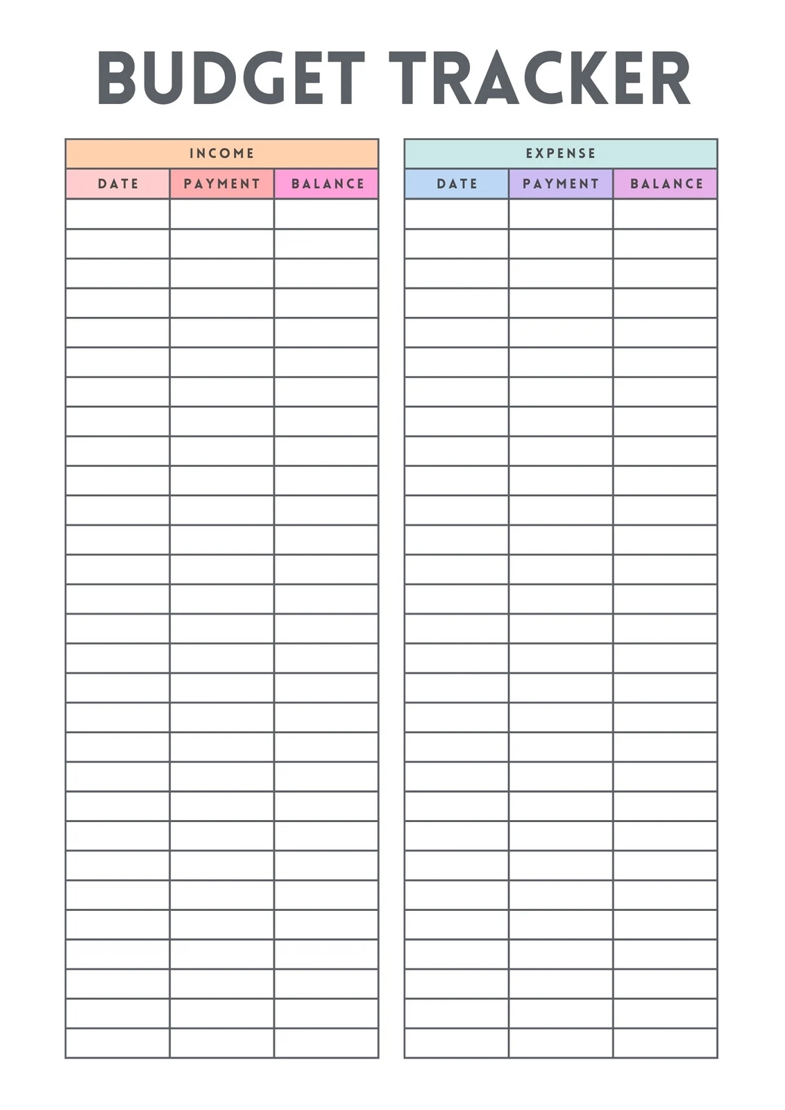 Blank 2025 Weekly Budget Calendar