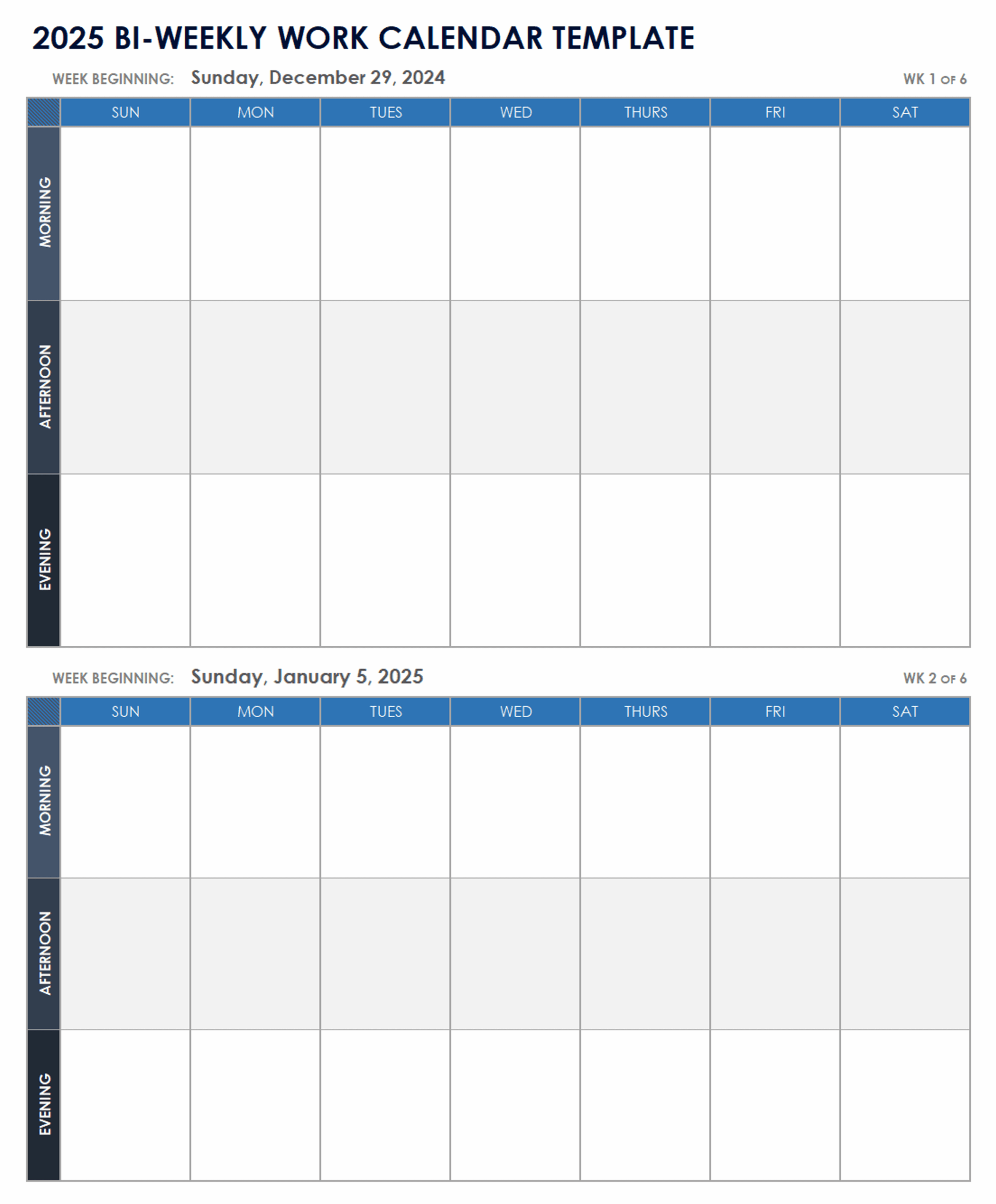 Blank Free Calendar 2025