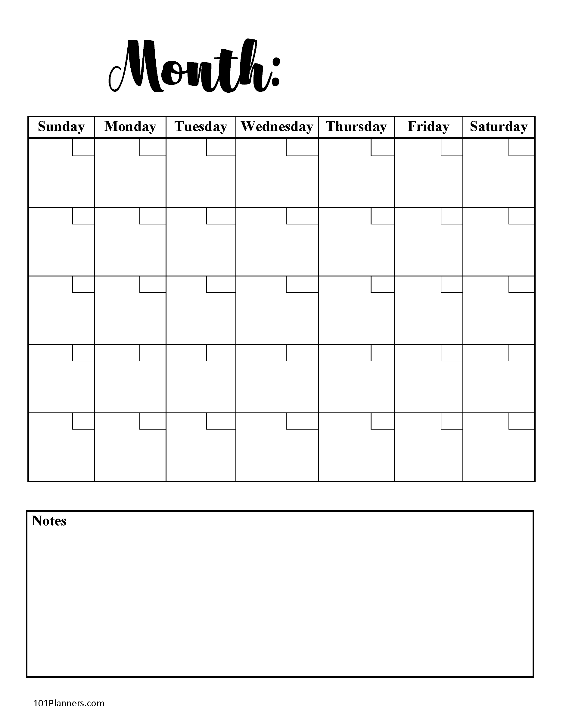Blank Calendar 2025 No Month