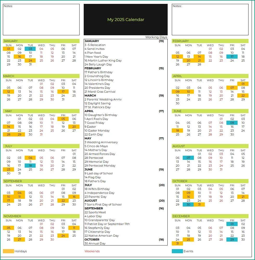 Free Calendar Template For Google Sheets 25 Different Designs