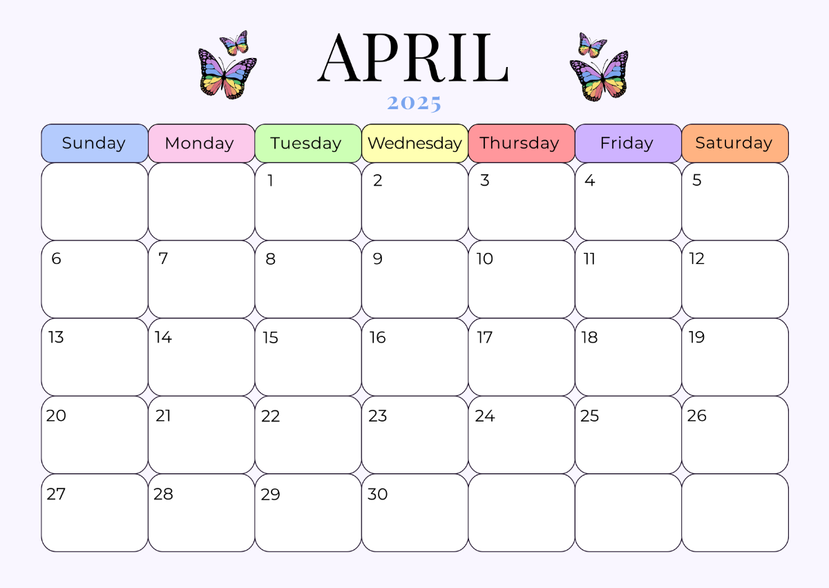2025 Blank Free Calendar