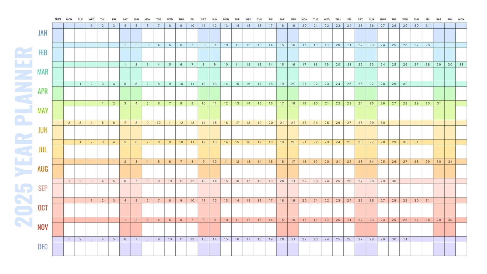 Printable Blank Daily Calendar 2025