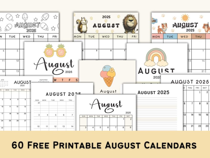 Free Cute Printable August 2025 Calendars CalendarKart