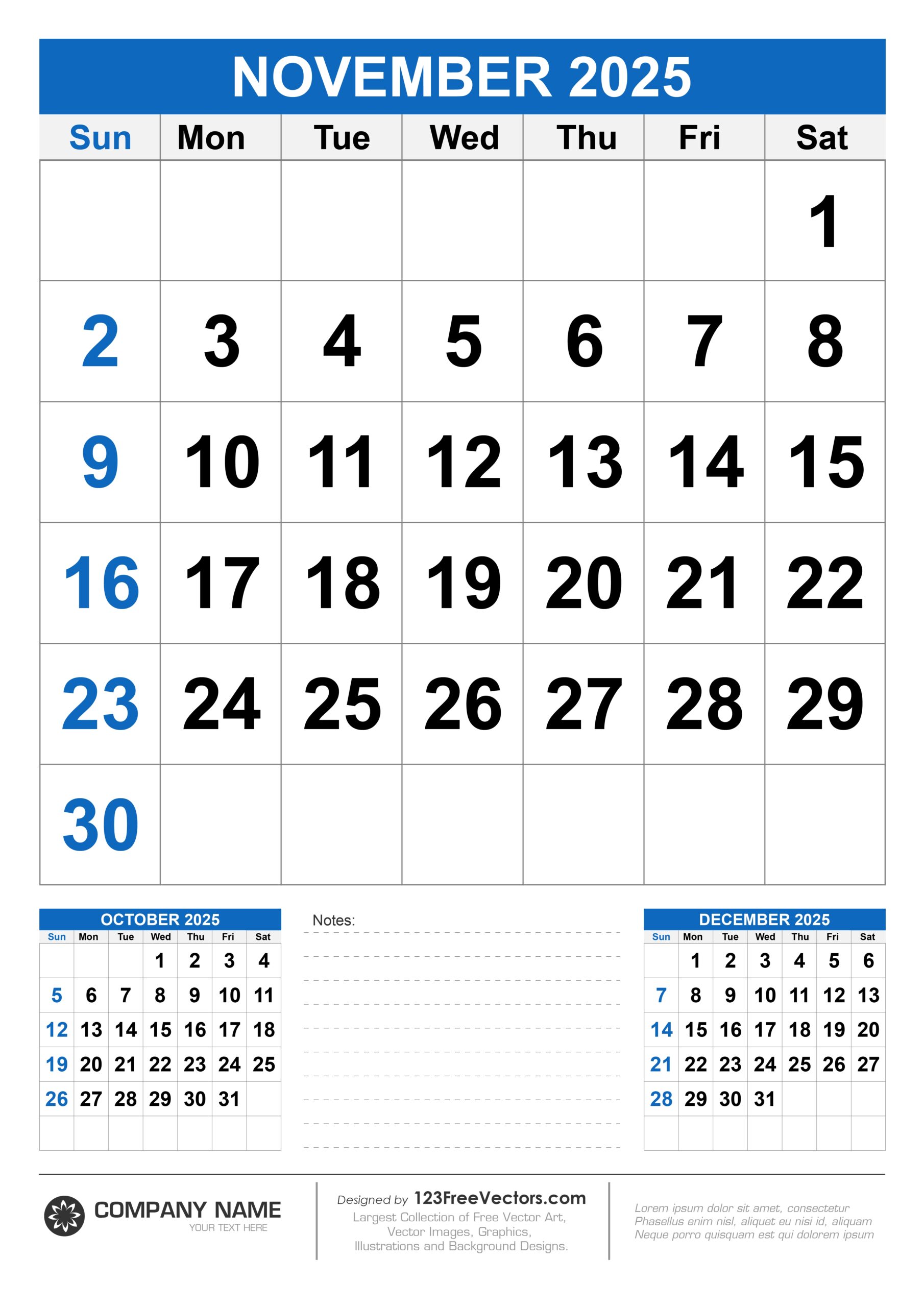 Blank Editablt November 2025 Calendar