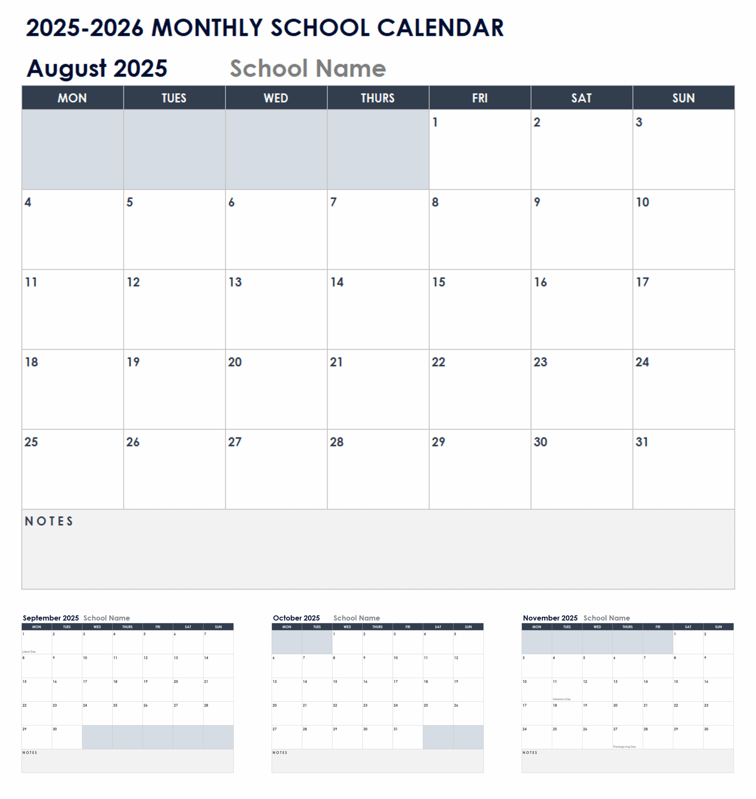 Free Excel Calendar Templates