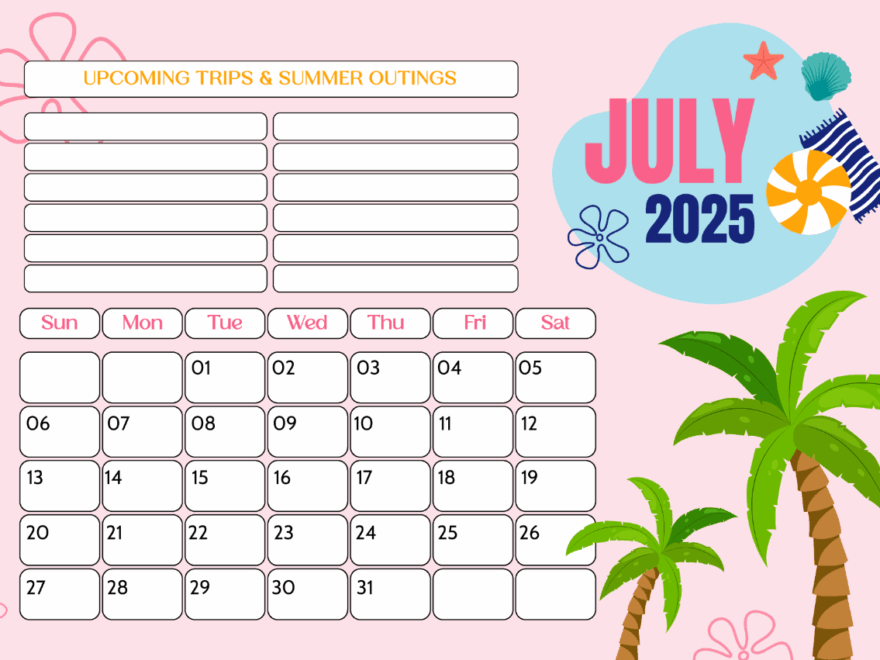 Free July 2025 Calendar Templates Editable And Printable