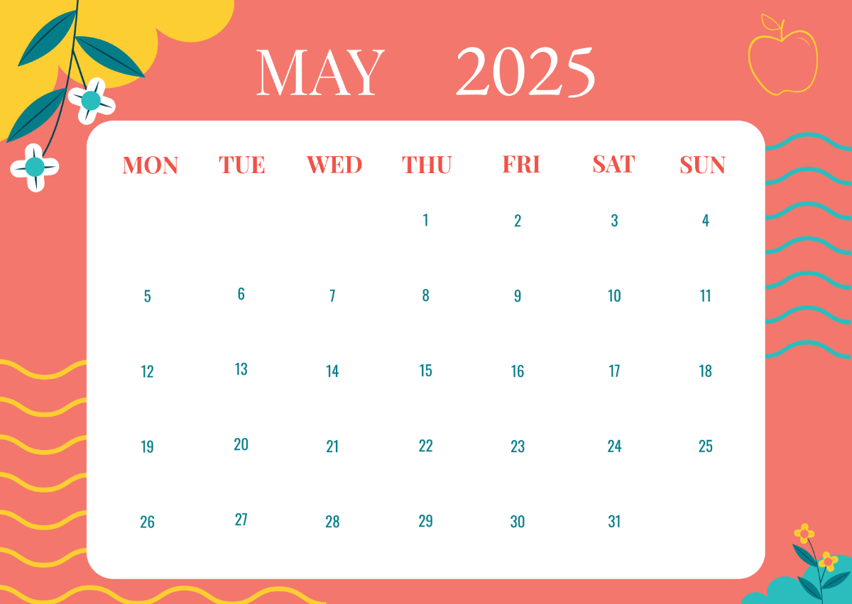 Free May 2025 Calendar Monday Start Template To Edit Online