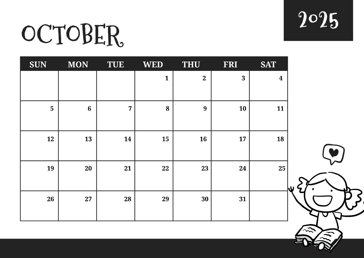 Blank Ocober 2025 Calendar