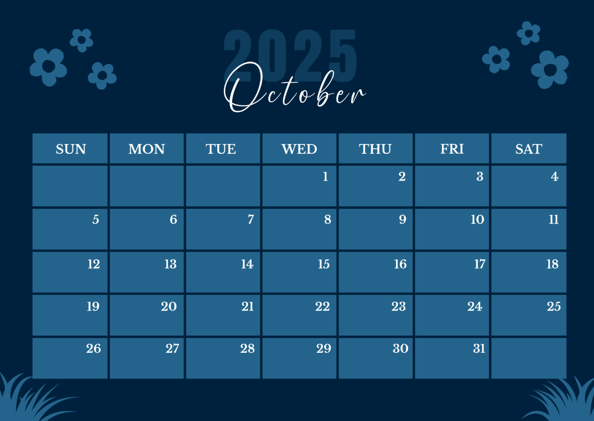 Free Month Of October 2025 Calendar Template To Edit Online
