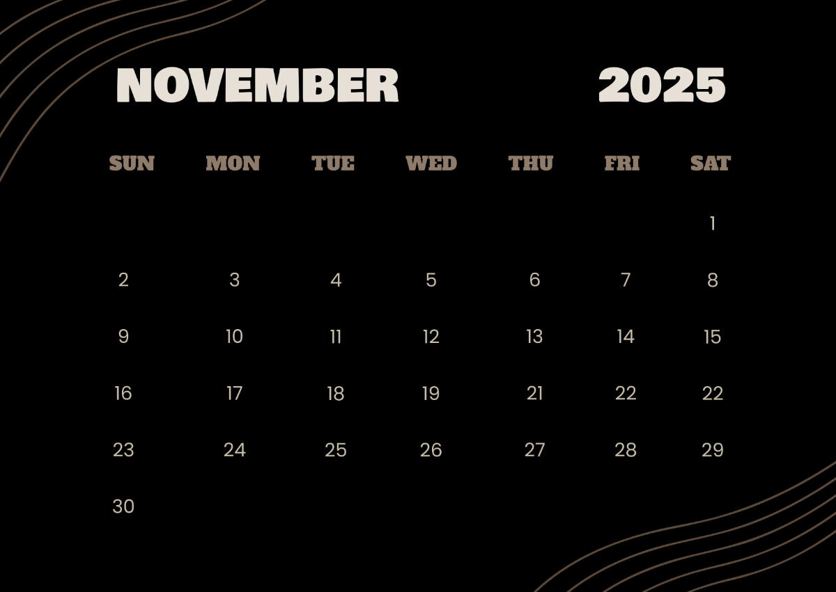 Free November 2025 Calendar Templates Editable And Printable