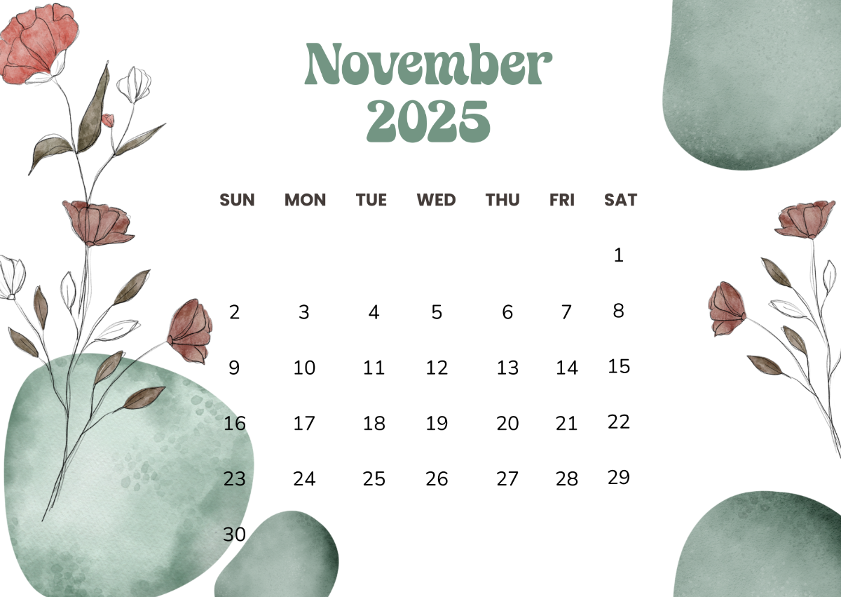 Free November 2025 Wall Calendar Template To Edit Online