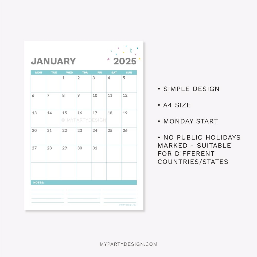 Free Printable 2025 Calendar My Party Design