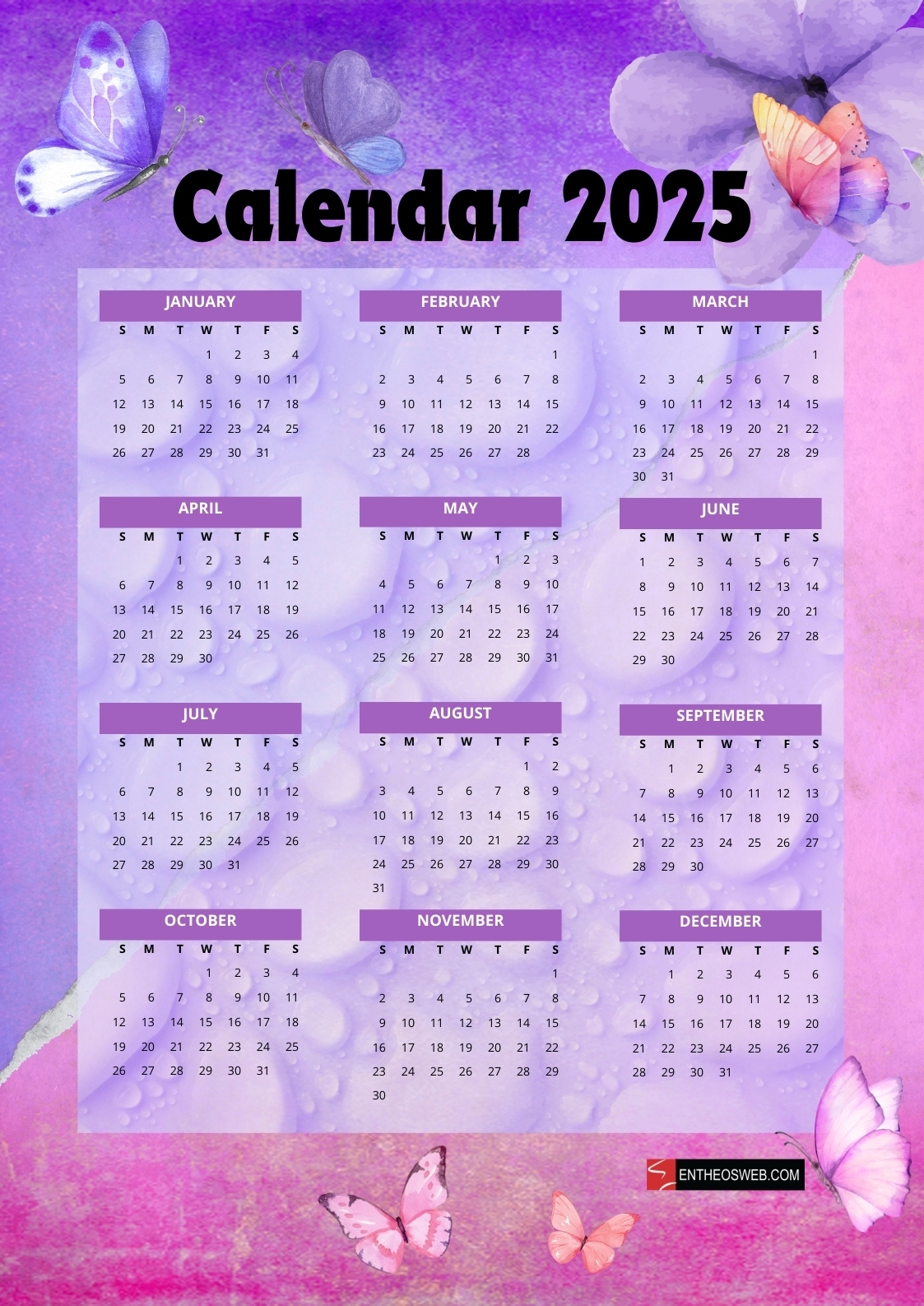 Free Printable 2025 Calendars Free Printable 2025 Calendars EntheosWeb