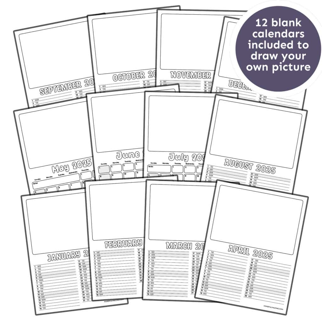 Free Printable 2025 Monthly Calendar For Kids Lined Mindfulmazing