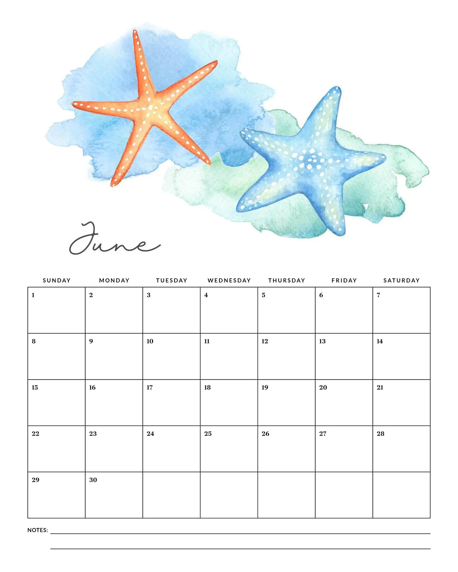 Free Printable 2025 Under The Sea Calendar The Cottage Market