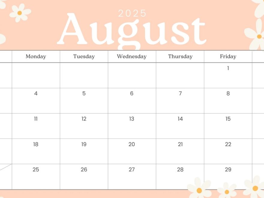Free Printable August 2025 Calendar Templates Canva