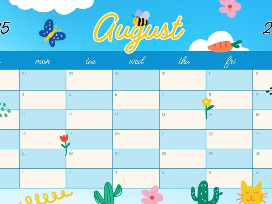Free Printable August 2025 Calendar Templates Canva