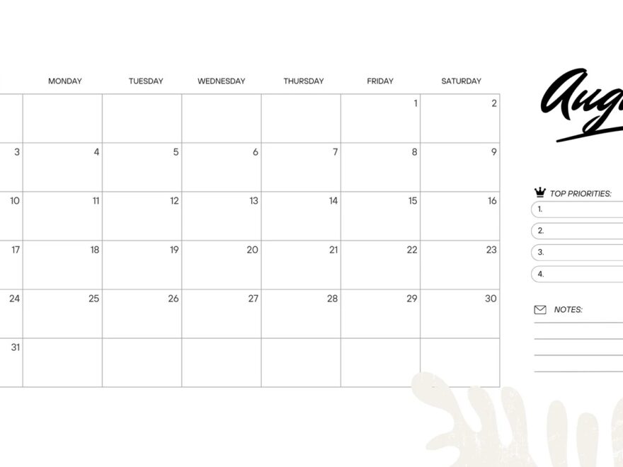Free Printable August 2025 Calendar Templates Canva
