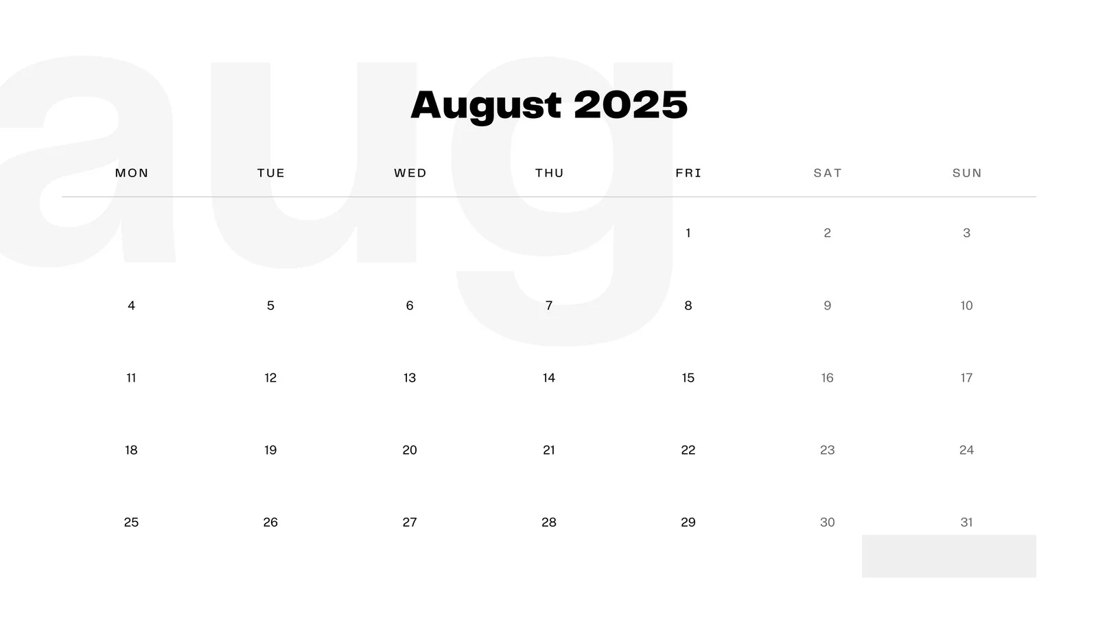 Free Printable August 2025 Calendar Templates Canva