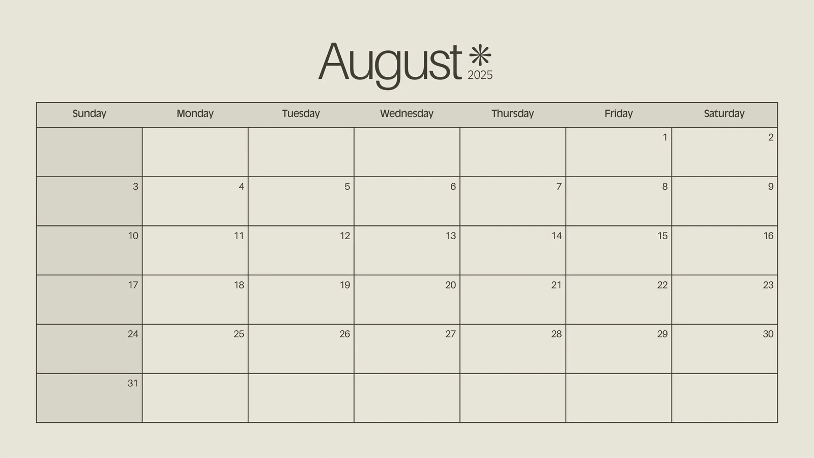 Blank December Vertex Calendar Template 2025