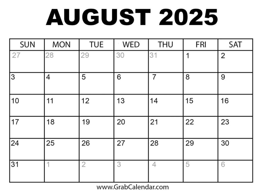Free Printable Calendar 2025 Grab Calendar