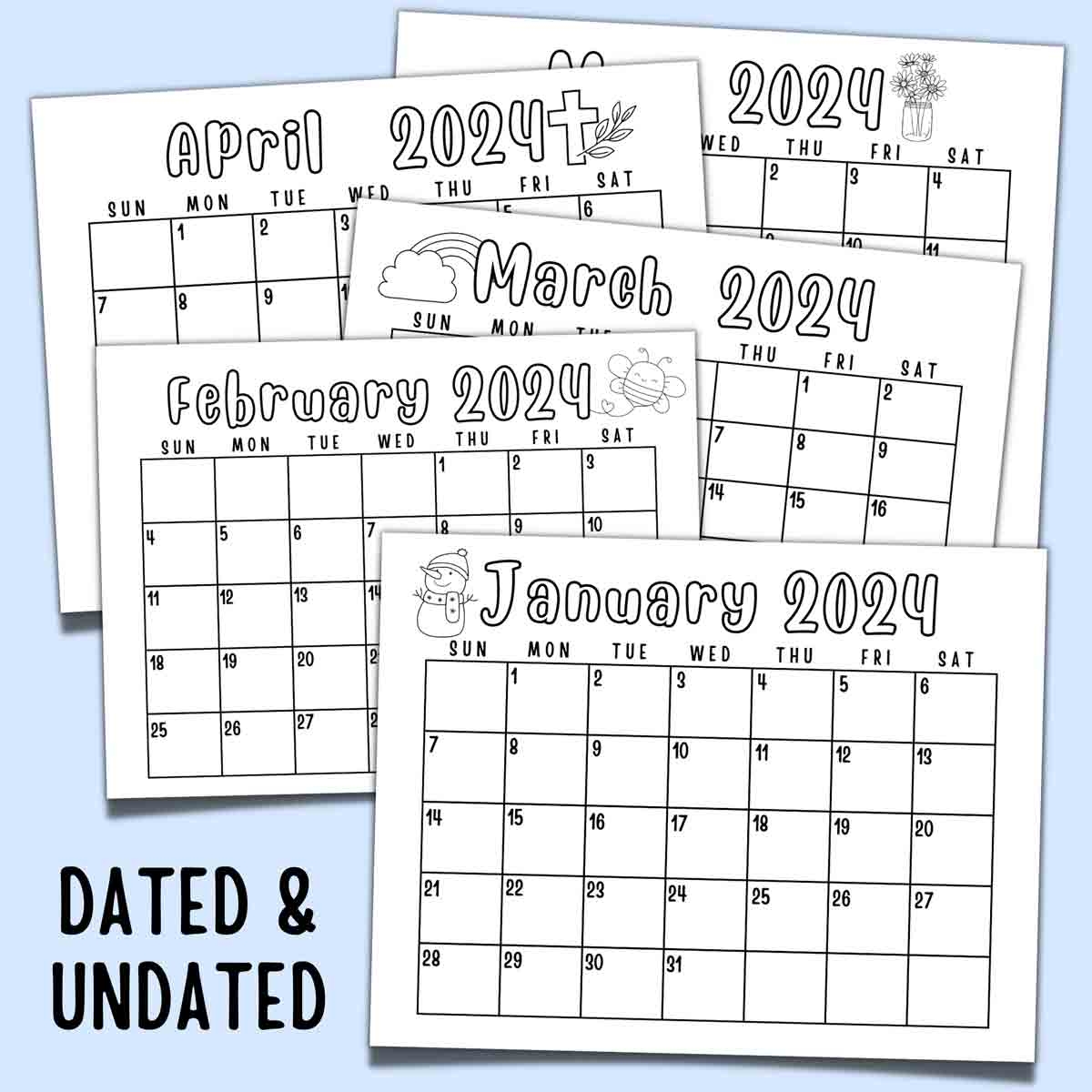 Fun Free Blank 2025 Monthly Calendar