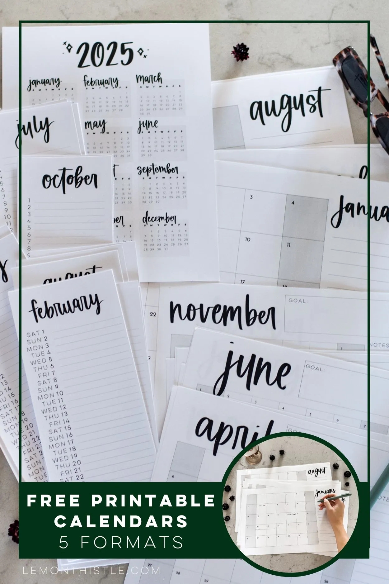 Simple Blank Calendar 2025