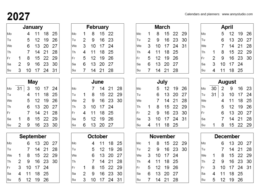 Free Printable Calendars And Planners 2025 2026 And 2027