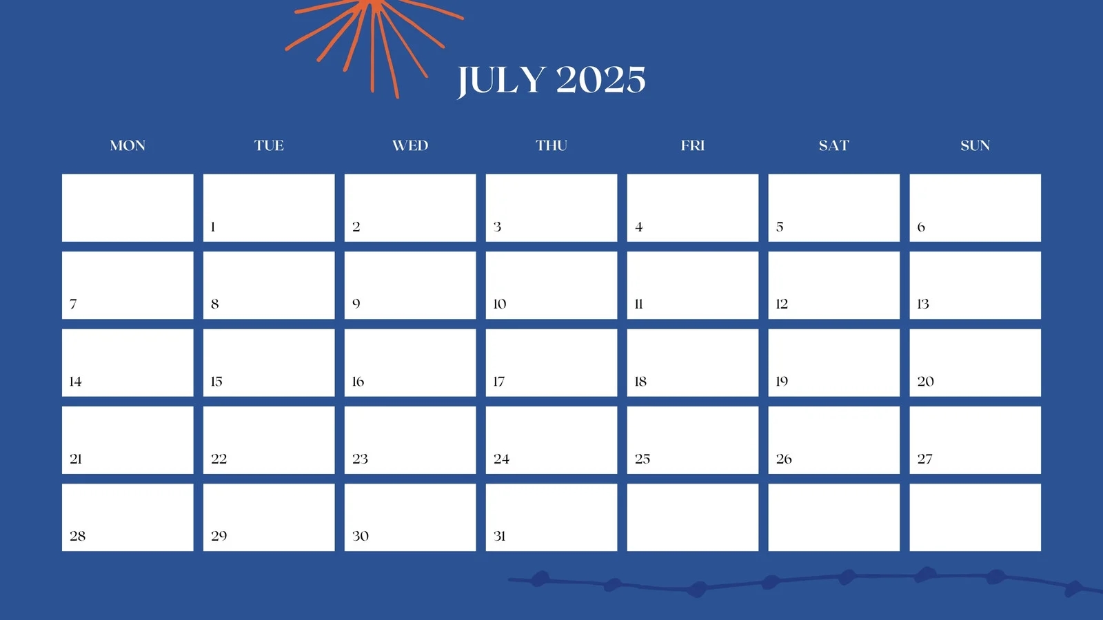 Free Printable Custom July 2025 Calendar Templates Canva