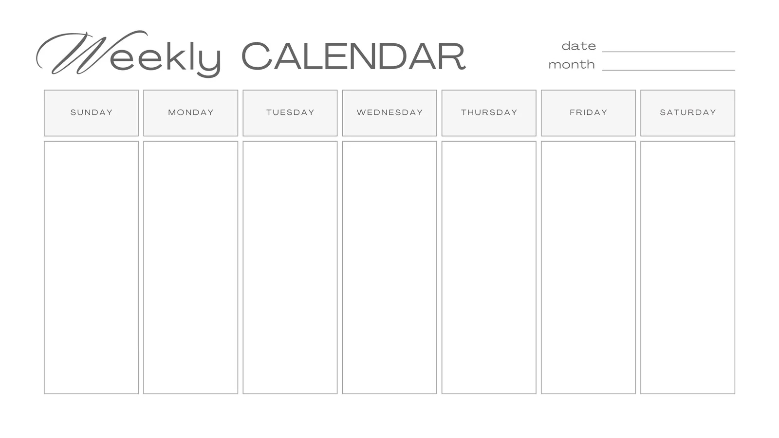 Weekly Calendar Blank 2025