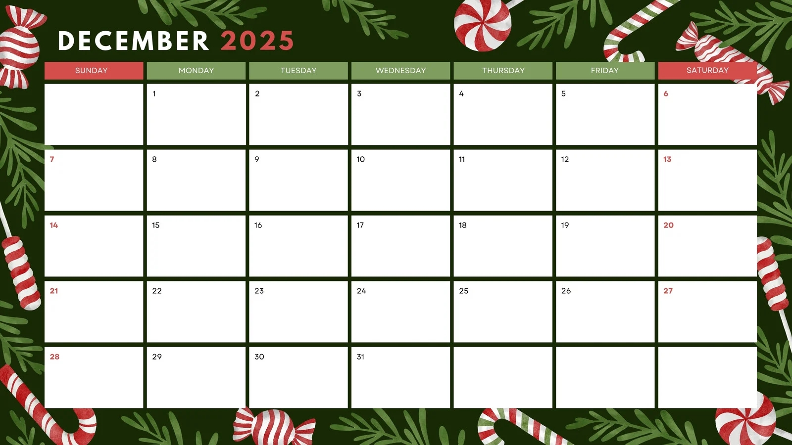 2025 Blank Printable Calendar With Holidays