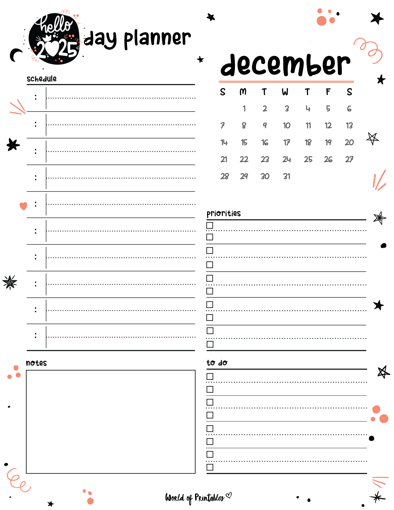 Free Printable December 2025 Planners World Of Printables