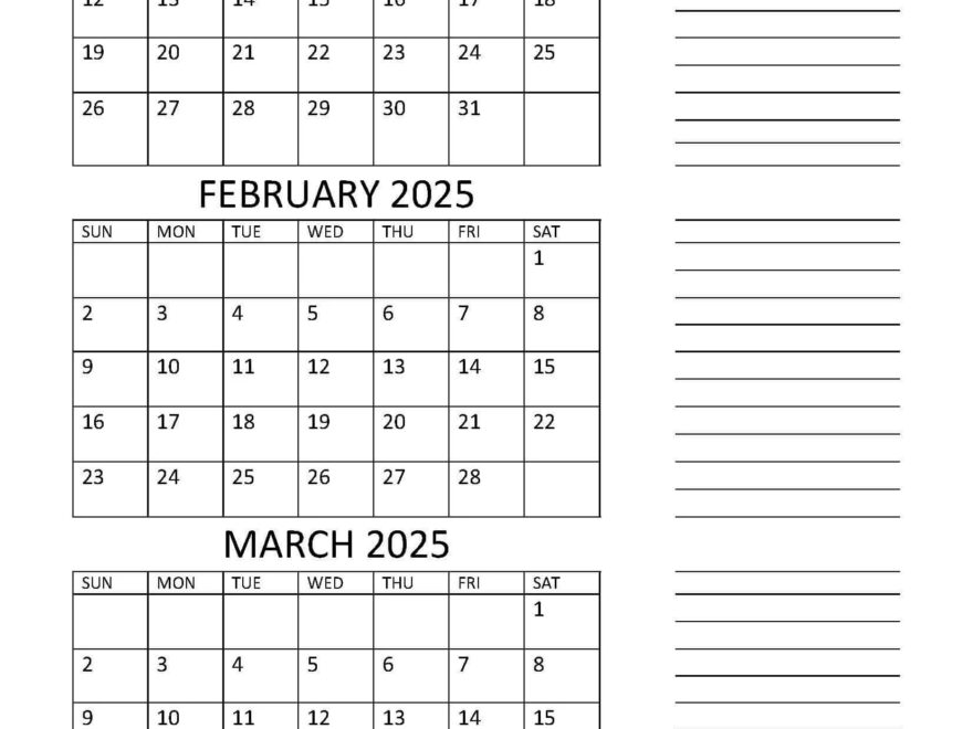 Free Printable January To March 2025 Calendar CalendarKart