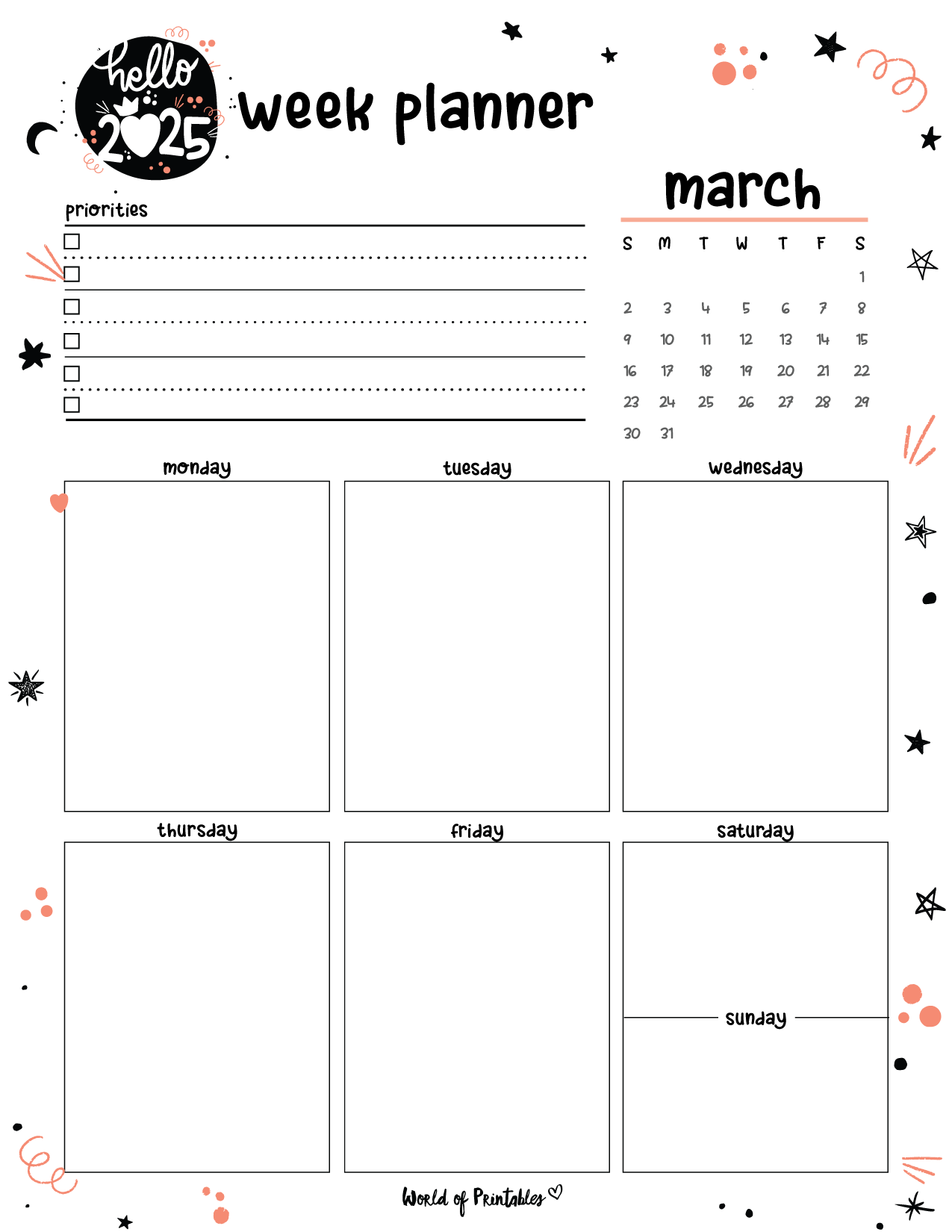 Free Printable March 2025 Planners World Of Printables