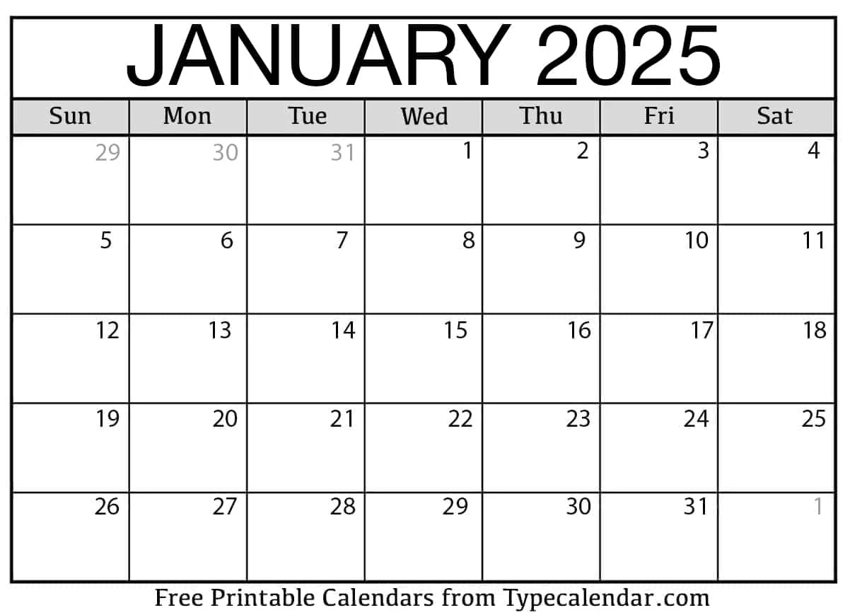 Free Printable Monthly Calendar 2025