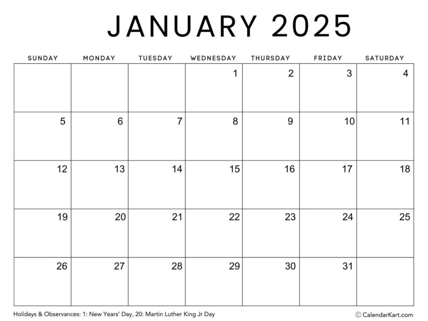 Free Printable Monthly Calendars 2025 CalendarKart