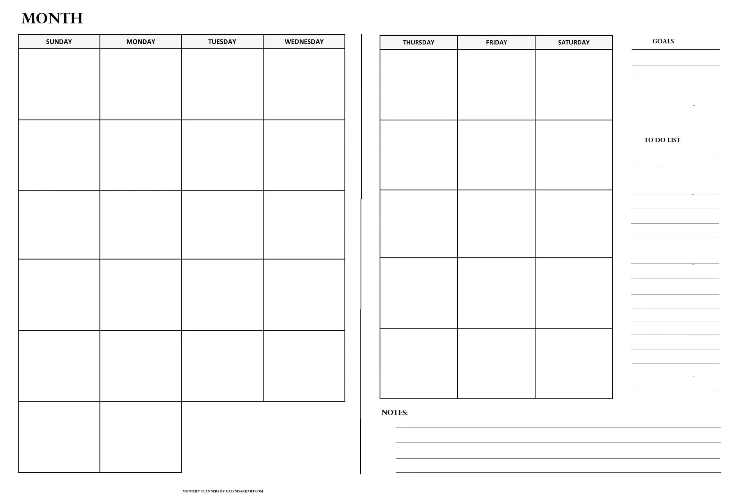 Free Printable Monthly Planner Templates CalendarKart