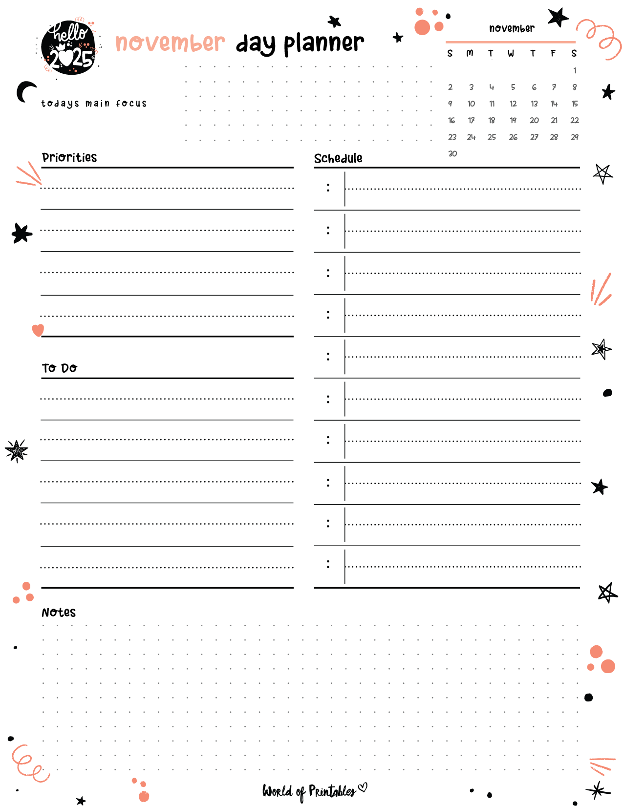 Free Printable November 2025 Planners World Of Printables