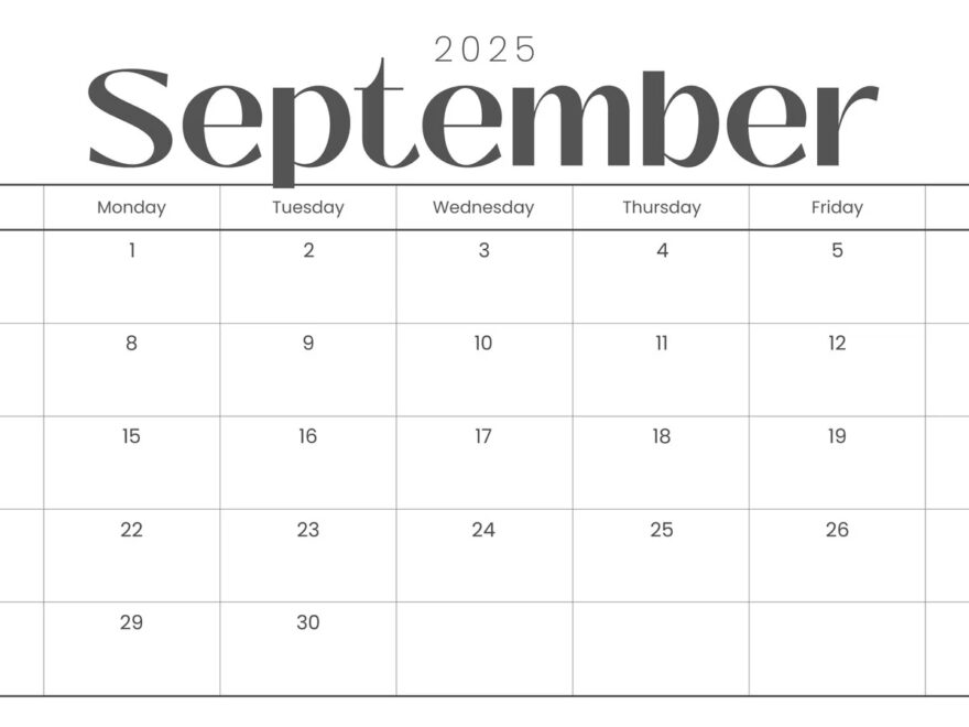 Free Printable September 2025 Calendar Templates Canva