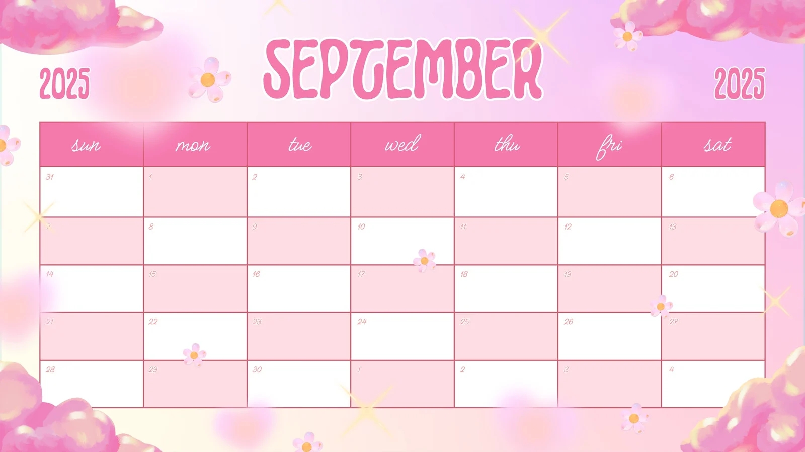 Free Printable Blank September 2025 Calendar