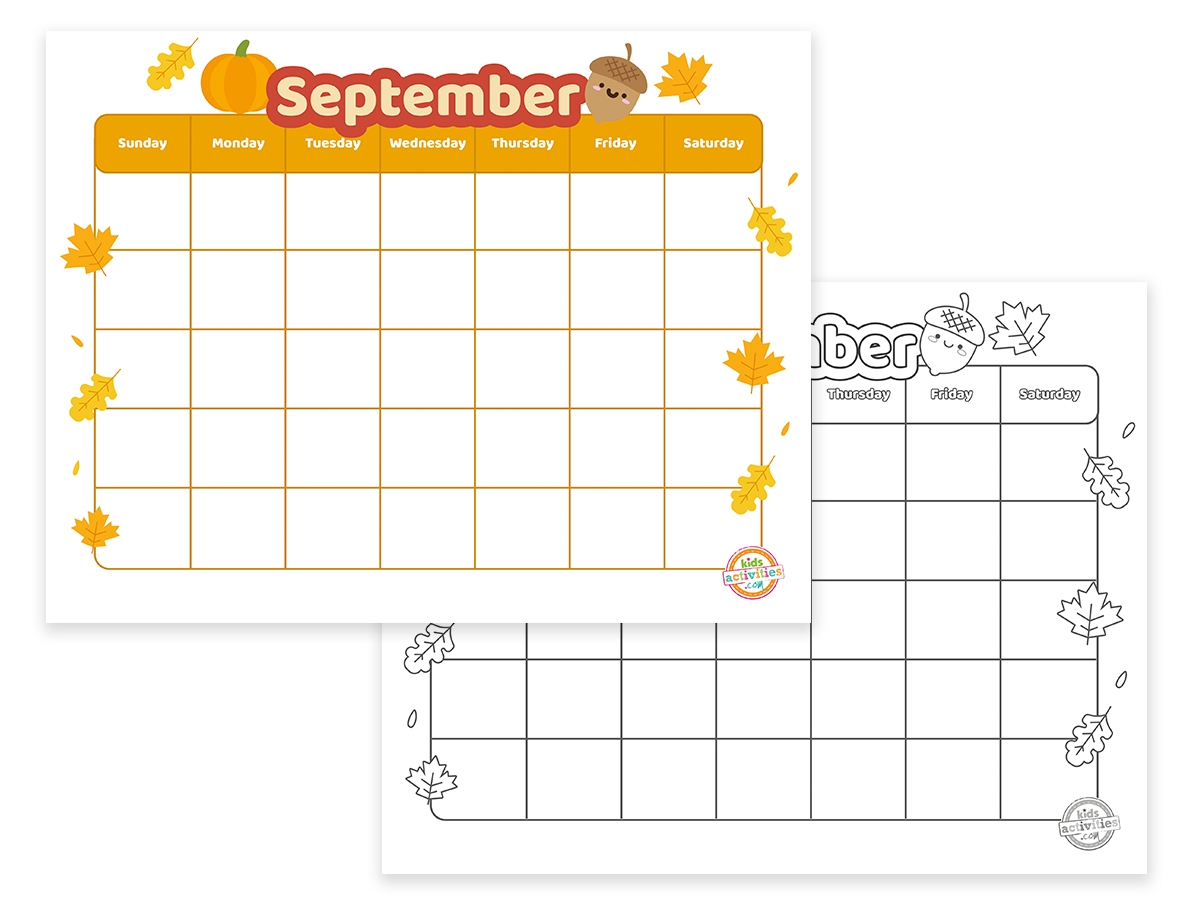 Free Printable September Calendar Kids Activities Blog