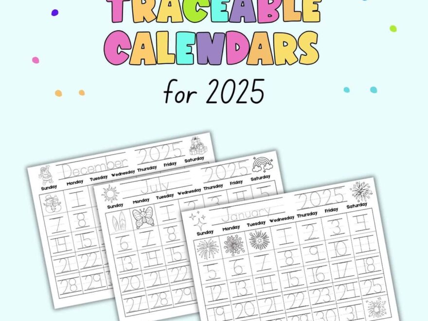 Free Printable Traceable Calendars For Kids The Artisan Life